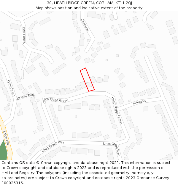 30, HEATH RIDGE GREEN, COBHAM, KT11 2QJ: Location map and indicative extent of plot