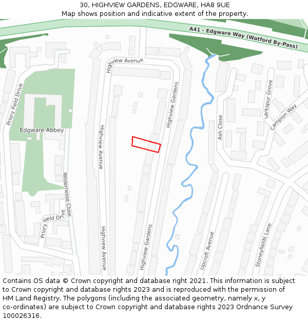 30, HIGHVIEW GARDENS, EDGWARE, HA8 9UE: Location map and indicative extent of plot