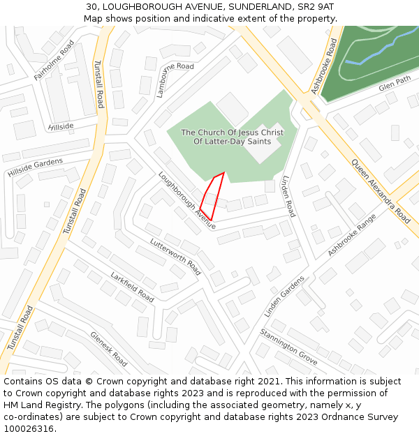 30, LOUGHBOROUGH AVENUE, SUNDERLAND, SR2 9AT: Location map and indicative extent of plot