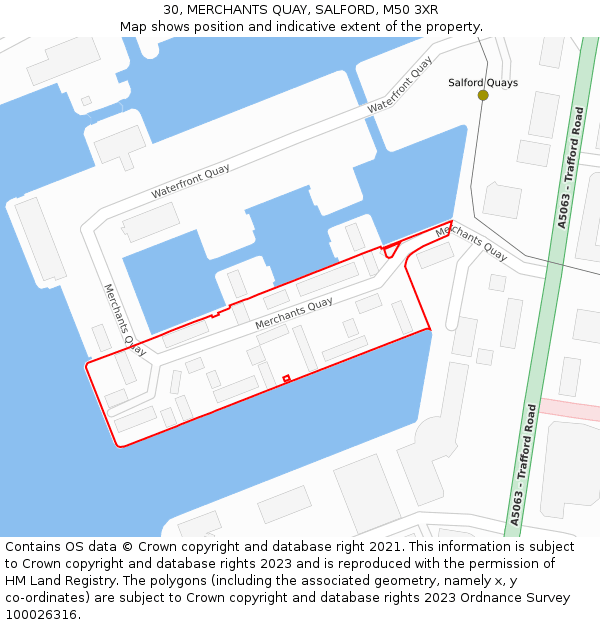 30, MERCHANTS QUAY, SALFORD, M50 3XR: Location map and indicative extent of plot