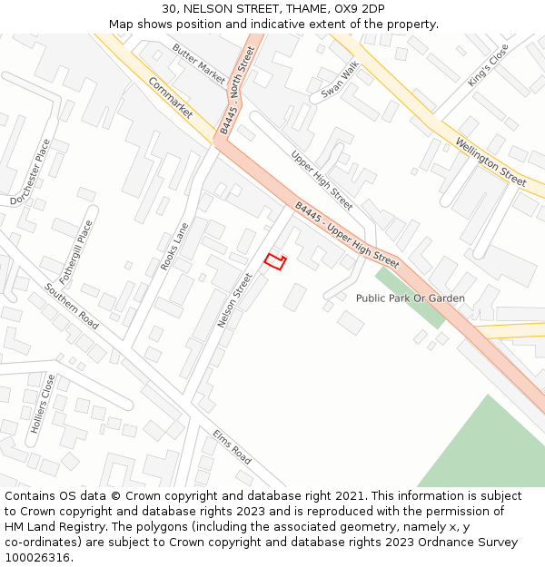 30, NELSON STREET, THAME, OX9 2DP: Location map and indicative extent of plot