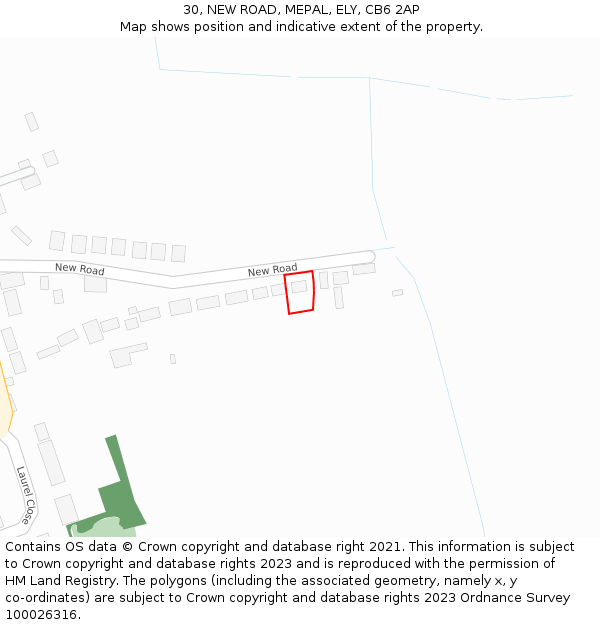 30, NEW ROAD, MEPAL, ELY, CB6 2AP: Location map and indicative extent of plot