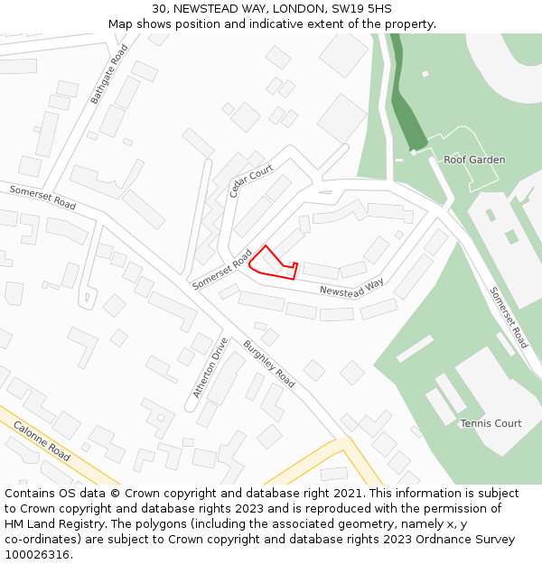 30, NEWSTEAD WAY, LONDON, SW19 5HS: Location map and indicative extent of plot