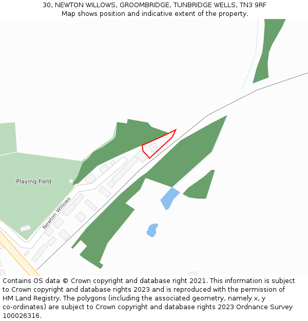 30, NEWTON WILLOWS, GROOMBRIDGE, TUNBRIDGE WELLS, TN3 9RF: Location map and indicative extent of plot