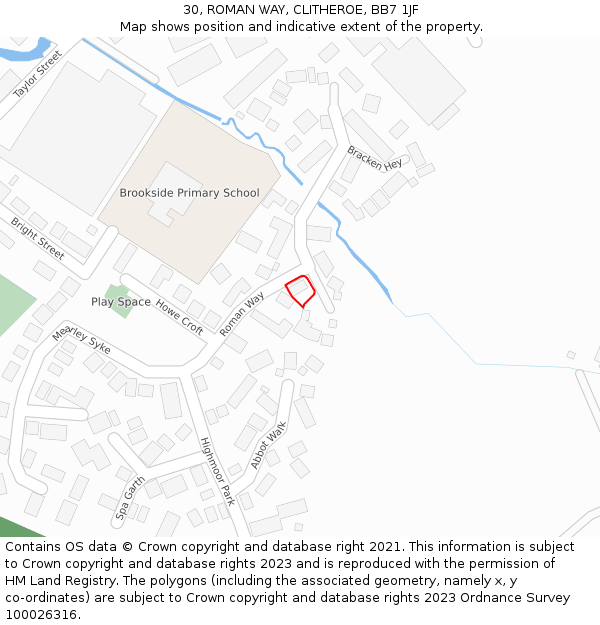 30, ROMAN WAY, CLITHEROE, BB7 1JF: Location map and indicative extent of plot