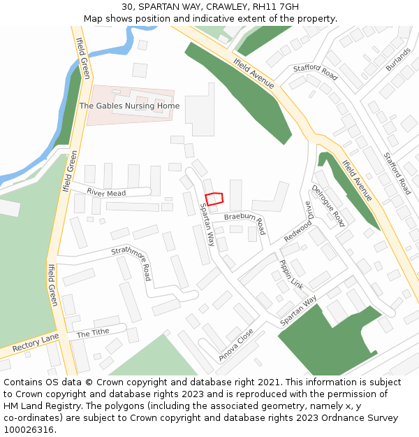 30, SPARTAN WAY, CRAWLEY, RH11 7GH: Location map and indicative extent of plot