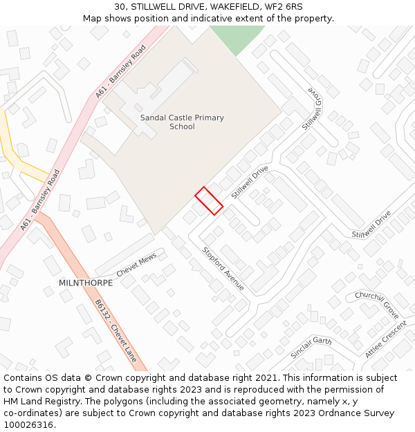 30, STILLWELL DRIVE, WAKEFIELD, WF2 6RS: Location map and indicative extent of plot