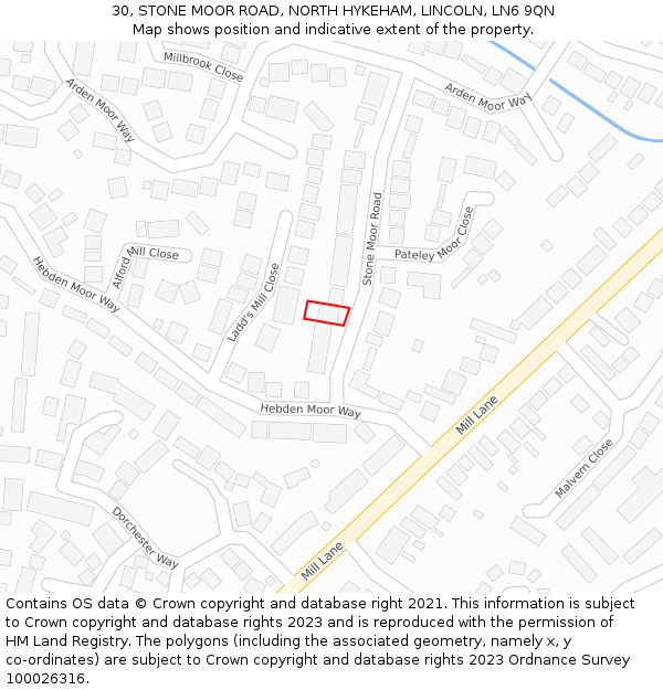 30, STONE MOOR ROAD, NORTH HYKEHAM, LINCOLN, LN6 9QN: Location map and indicative extent of plot