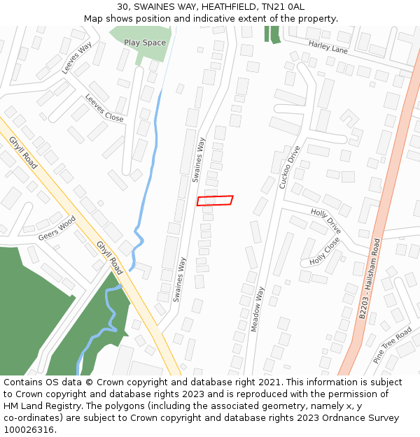 30, SWAINES WAY, HEATHFIELD, TN21 0AL: Location map and indicative extent of plot