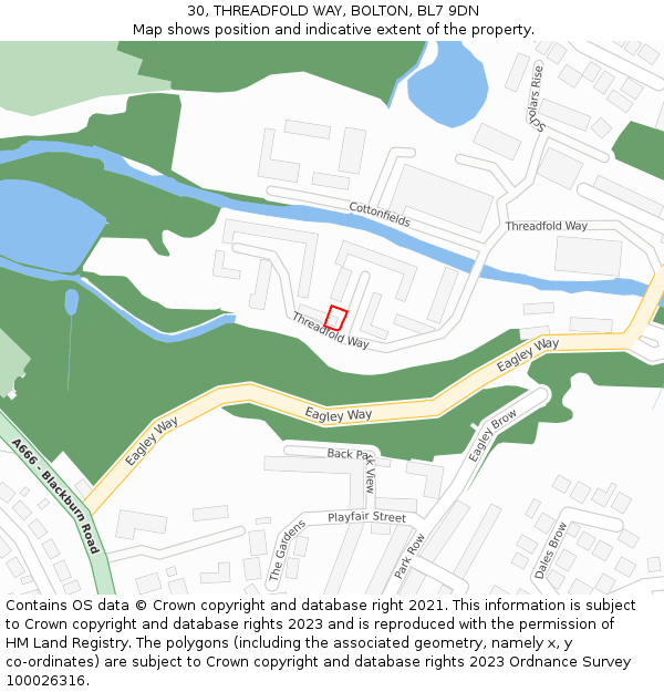 30, THREADFOLD WAY, BOLTON, BL7 9DN: Location map and indicative extent of plot