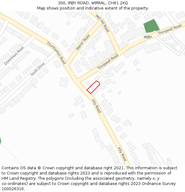 300, IRBY ROAD, WIRRAL, CH61 2XQ: Location map and indicative extent of plot