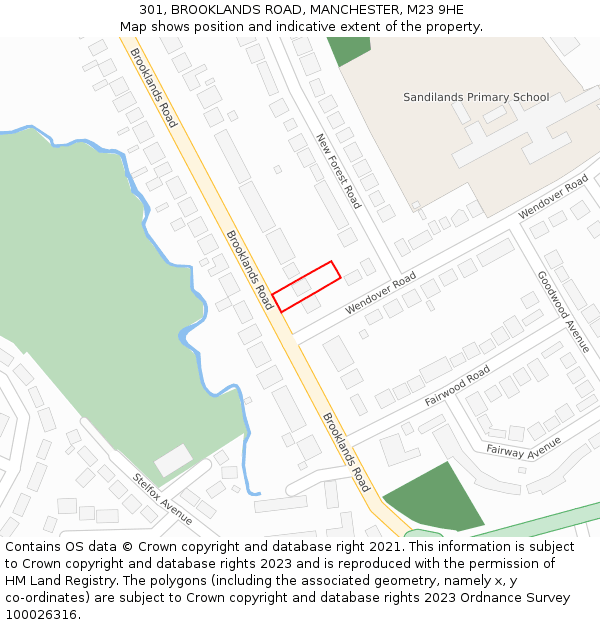 301, BROOKLANDS ROAD, MANCHESTER, M23 9HE: Location map and indicative extent of plot