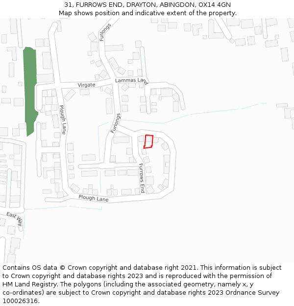 31, FURROWS END, DRAYTON, ABINGDON, OX14 4GN: Location map and indicative extent of plot