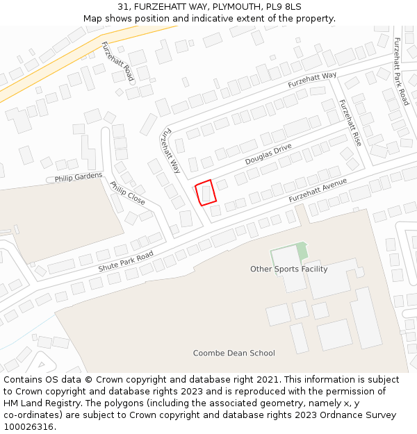 31, FURZEHATT WAY, PLYMOUTH, PL9 8LS: Location map and indicative extent of plot