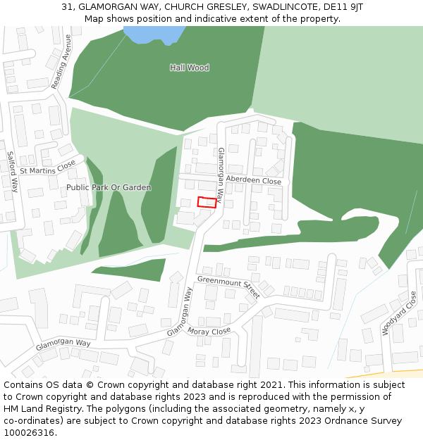 31, GLAMORGAN WAY, CHURCH GRESLEY, SWADLINCOTE, DE11 9JT: Location map and indicative extent of plot