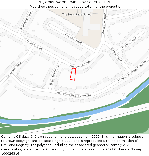 31, GORSEWOOD ROAD, WOKING, GU21 8UX: Location map and indicative extent of plot