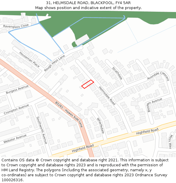 31, HELMSDALE ROAD, BLACKPOOL, FY4 5AR: Location map and indicative extent of plot