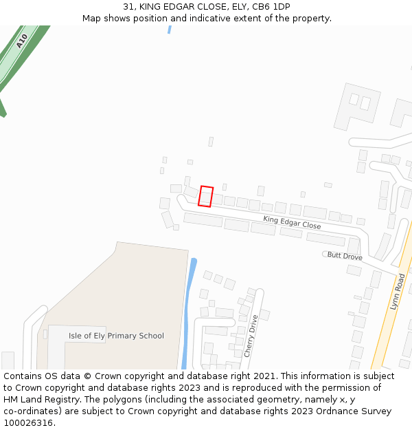 31, KING EDGAR CLOSE, ELY, CB6 1DP: Location map and indicative extent of plot