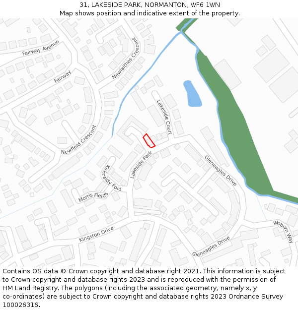 31, LAKESIDE PARK, NORMANTON, WF6 1WN: Location map and indicative extent of plot