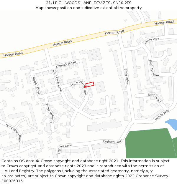 31, LEIGH WOODS LANE, DEVIZES, SN10 2FS: Location map and indicative extent of plot