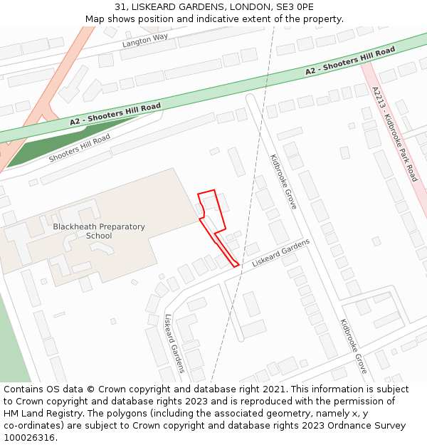 31, LISKEARD GARDENS, LONDON, SE3 0PE: Location map and indicative extent of plot