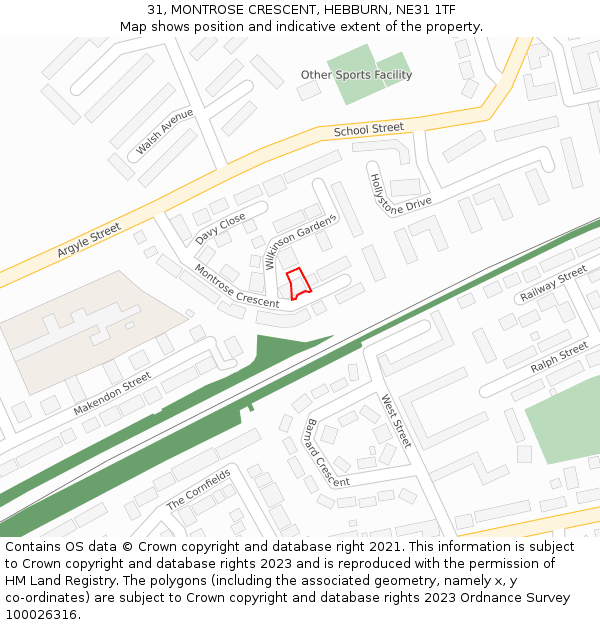 31, MONTROSE CRESCENT, HEBBURN, NE31 1TF: Location map and indicative extent of plot