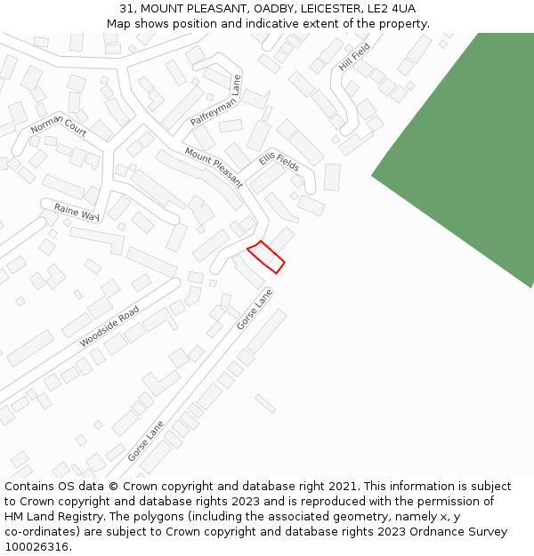 31, MOUNT PLEASANT, OADBY, LEICESTER, LE2 4UA: Location map and indicative extent of plot