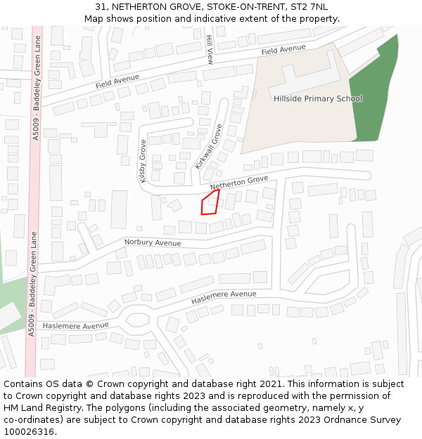 31, NETHERTON GROVE, STOKE-ON-TRENT, ST2 7NL: Location map and indicative extent of plot