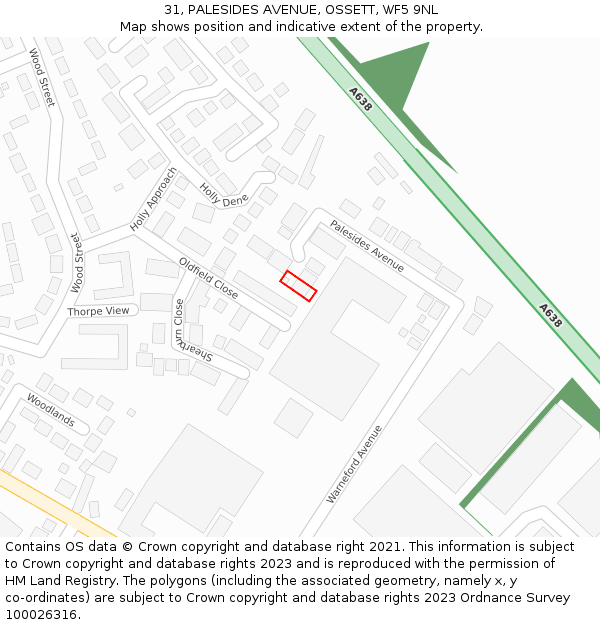 31, PALESIDES AVENUE, OSSETT, WF5 9NL: Location map and indicative extent of plot