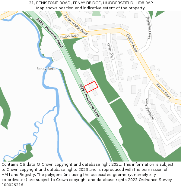 31, PENISTONE ROAD, FENAY BRIDGE, HUDDERSFIELD, HD8 0AP: Location map and indicative extent of plot