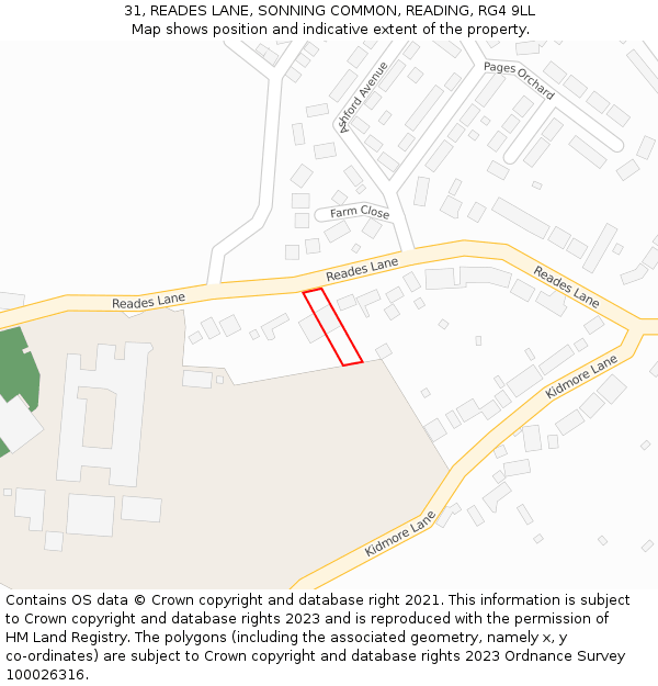 31, READES LANE, SONNING COMMON, READING, RG4 9LL: Location map and indicative extent of plot