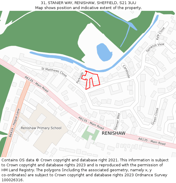 31, STANIER WAY, RENISHAW, SHEFFIELD, S21 3UU: Location map and indicative extent of plot