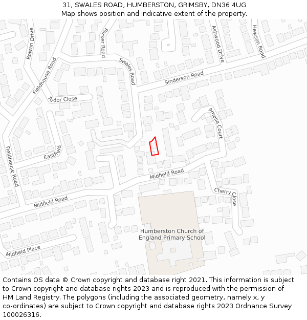 31, SWALES ROAD, HUMBERSTON, GRIMSBY, DN36 4UG: Location map and indicative extent of plot