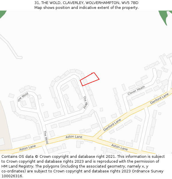 31, THE WOLD, CLAVERLEY, WOLVERHAMPTON, WV5 7BD: Location map and indicative extent of plot