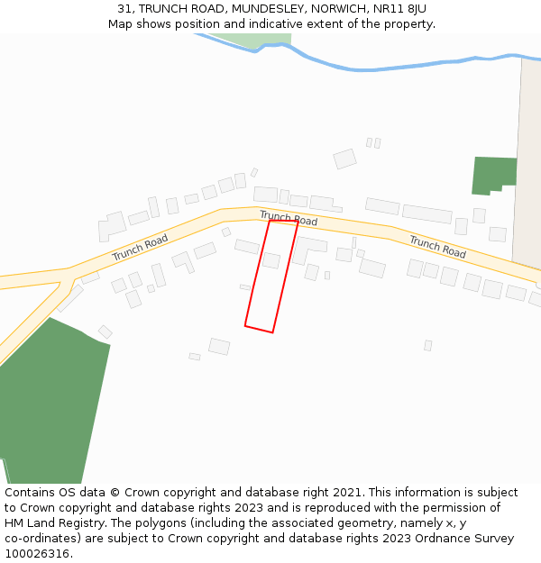 31, TRUNCH ROAD, MUNDESLEY, NORWICH, NR11 8JU: Location map and indicative extent of plot