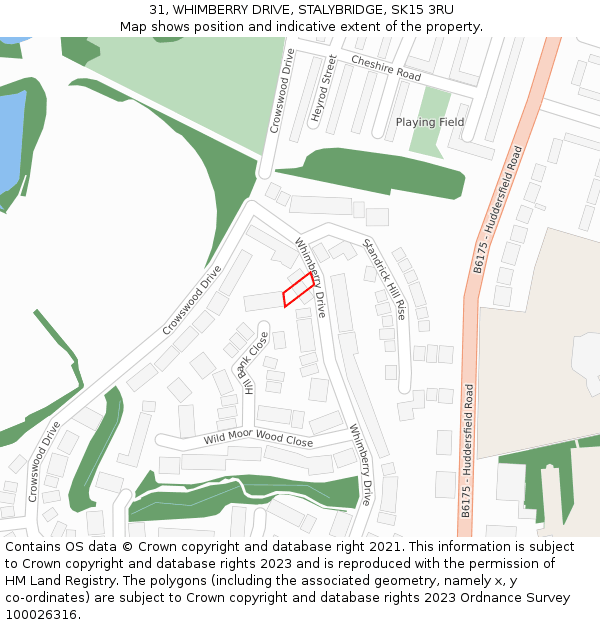 31, WHIMBERRY DRIVE, STALYBRIDGE, SK15 3RU: Location map and indicative extent of plot