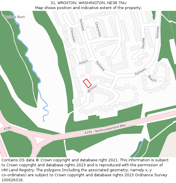 31, WROXTON, WASHINGTON, NE38 7NU: Location map and indicative extent of plot