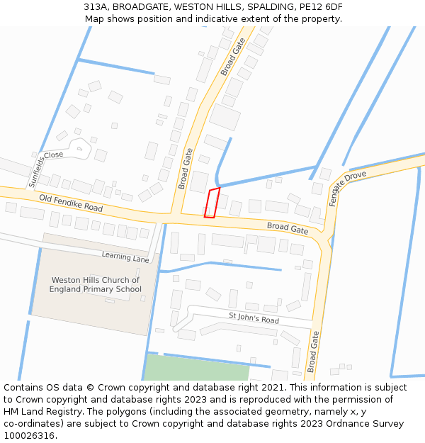 313A, BROADGATE, WESTON HILLS, SPALDING, PE12 6DF: Location map and indicative extent of plot