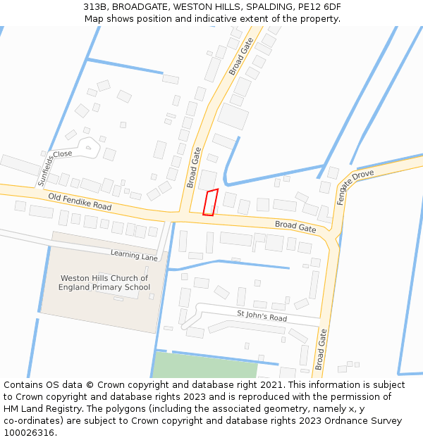 313B, BROADGATE, WESTON HILLS, SPALDING, PE12 6DF: Location map and indicative extent of plot