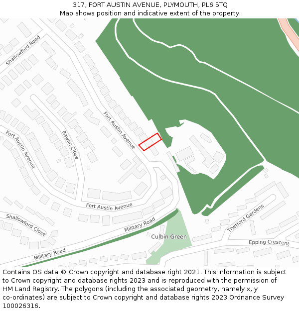 317, FORT AUSTIN AVENUE, PLYMOUTH, PL6 5TQ: Location map and indicative extent of plot