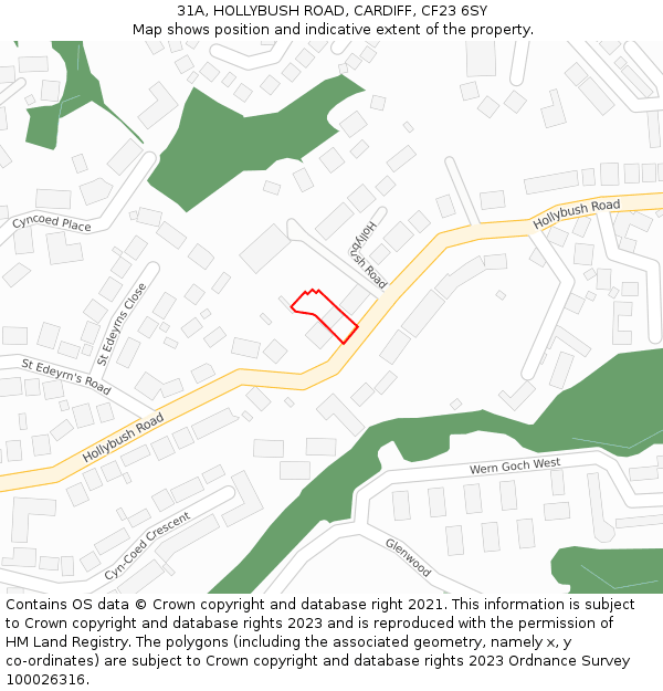 31A, HOLLYBUSH ROAD, CARDIFF, CF23 6SY: Location map and indicative extent of plot