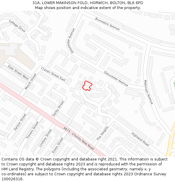 31A, LOWER MAKINSON FOLD, HORWICH, BOLTON, BL6 6PD: Location map and indicative extent of plot