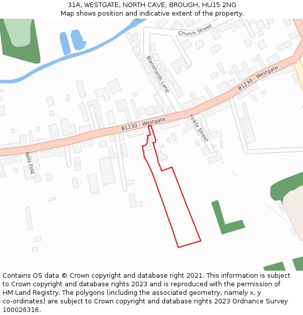 31A, WESTGATE, NORTH CAVE, BROUGH, HU15 2NG: Location map and indicative extent of plot