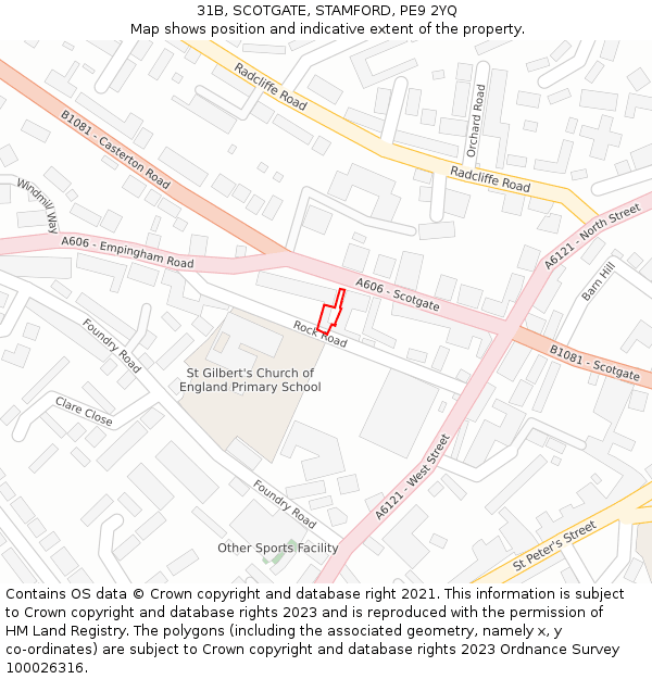 31B, SCOTGATE, STAMFORD, PE9 2YQ: Location map and indicative extent of plot