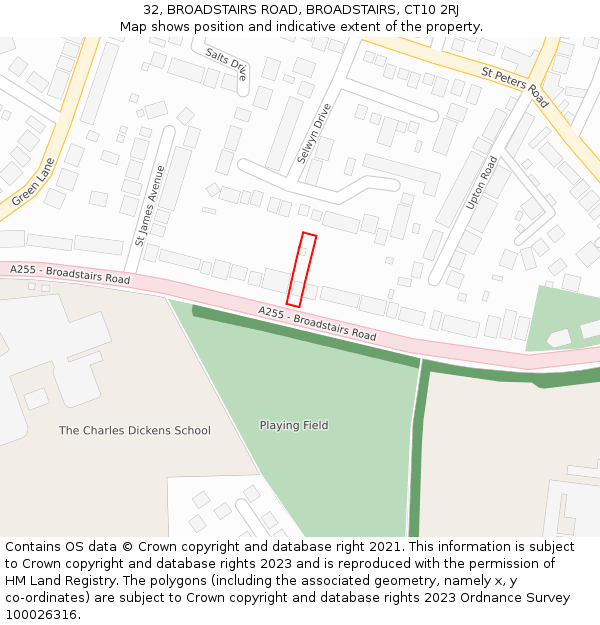 32, BROADSTAIRS ROAD, BROADSTAIRS, CT10 2RJ: Location map and indicative extent of plot