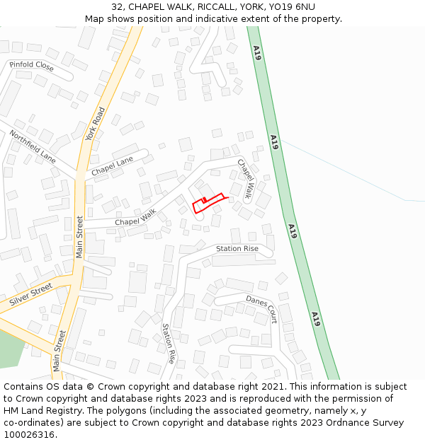 32, CHAPEL WALK, RICCALL, YORK, YO19 6NU: Location map and indicative extent of plot