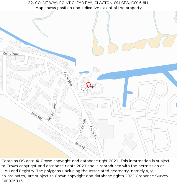 32, COLNE WAY, POINT CLEAR BAY, CLACTON-ON-SEA, CO16 8LL: Location map and indicative extent of plot