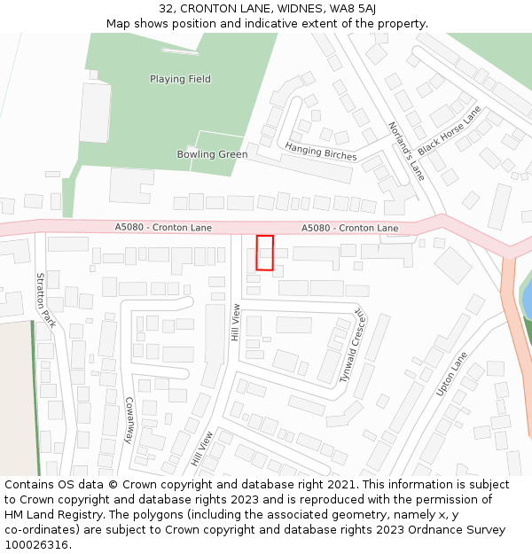 32, CRONTON LANE, WIDNES, WA8 5AJ: Location map and indicative extent of plot