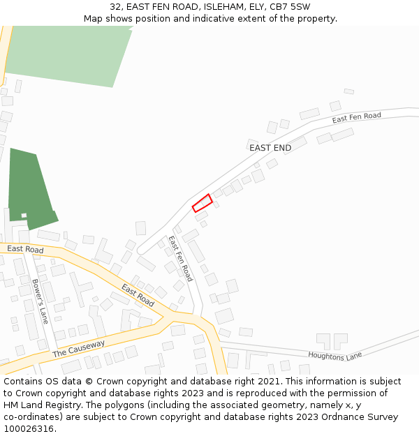 32, EAST FEN ROAD, ISLEHAM, ELY, CB7 5SW: Location map and indicative extent of plot