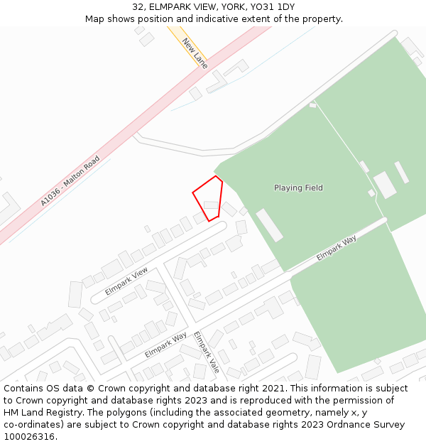 32, ELMPARK VIEW, YORK, YO31 1DY: Location map and indicative extent of plot